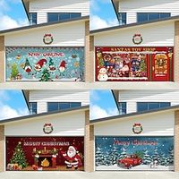 Christmas Garage Door Banner, Indoor Outdoor Christmas Holidays, Happy Background, Decoration Cover, Christmas Happy New Year Banner, Large Door Cover, Christmas Decoration Lightinthebox - thumbnail