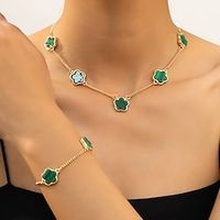 Jewelry Set Two-piece Suit Alloy Necklace Bracelets Women's Punk Fashion Cute Lovely Fancy Flower Shape Clover Jewelry Set For Wedding Party Gift Lightinthebox - thumbnail
