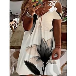 Women's Plus Size Casual Dress Apple Shaped Dress Lace Floral Geometric Midi Dress Short Sleeve Lace Patchwork Strap Fashion Outdoor Wine Beige Summer Dress Spring 2023 Lightinthebox