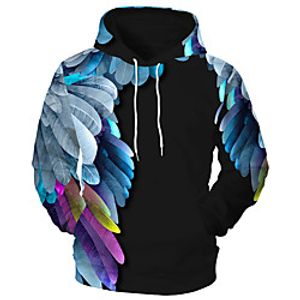 Men's Unisex Pullover Hoodie Sweatshirt Graphic Prints Feather Print Daily Sports 3D Print 3D Print Casual Hoodies Sweatshirts  Blue Lightinthebox