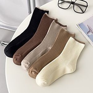 Fashion Comfort Women's Socks Solid Colored Casual Socks Warm Office  Career Black 1 2 Pairs Lightinthebox