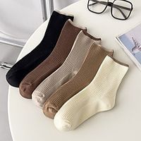 Fashion Comfort Women's Socks Solid Colored Casual Socks Warm Office  Career Black 1 2 Pairs Lightinthebox - thumbnail