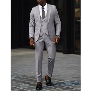 Black Pink Burgundy Men's Wedding Prom Suits Solid Colored 3 Piece Daily Business Formal Tailored Fit Single Breasted One-button 2024 Lightinthebox