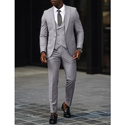 Black Pink Burgundy Men's Wedding Prom Suits Solid Colored 3 Piece Daily Business Formal Tailored Fit Single Breasted One-button 2024 Lightinthebox