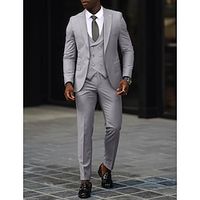Black Pink Burgundy Men's Wedding Prom Suits Solid Colored 3 Piece Daily Business Formal Tailored Fit Single Breasted One-button 2024 Lightinthebox - thumbnail