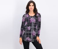 Petite Long Sleeve Tunic Sweater  Black/Purple - thumbnail