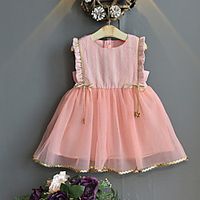 Kids Little Girls' Sundress Graphic Mesh Print White Blushing Pink Light Blue Knee-length Sleeveless Basic Tutus  Skirts Dresses Summer Regular Fit 3-8 Years Lightinthebox - thumbnail
