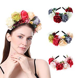 AliExpress New Fabric Big Rose Flower Christmas Halloween Wide Hair Band Retro Headband Lightinthebox