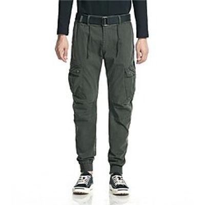 Men's Stylish Classic Trousers Cargo Pants Tapered pants Multi Pocket Elastic Waist Pants Casual Daily Solid Color Comfort Breathable Mid Waist Green Black khaki Dark Blue 30 32 34 36 38 Lightinthebox