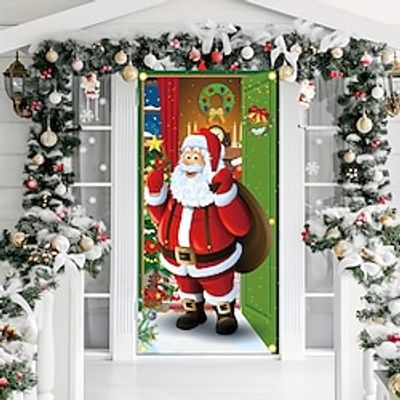 Christmas Santa Xmas Door Covers Decoration Backdrop Door Banner for Front Door Farmhouse Christmas Holiday Party Decor Supplies Lightinthebox