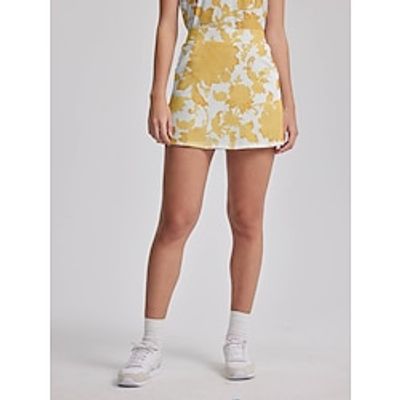 Women's Tennis Skirts Golf Skirts Yellow Sun Protection Tennis Clothing Floral Ladies Golf Attire Clothes Outfits Wear Apparel miniinthebox