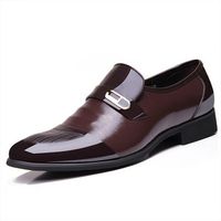 Men Pointed Toe Color Blocking Splicing Business Dress Leather Shoes