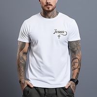 Jesus Black White Burgundy T shirt Tee Men's Graphic Cotton Blend Shirt Sports Classic Shirt Short Sleeve Comfortable Tee Sports Outdoor Holiday Summer Fashion Designer Clothing S M L XL XXL XXXL Lightinthebox - thumbnail
