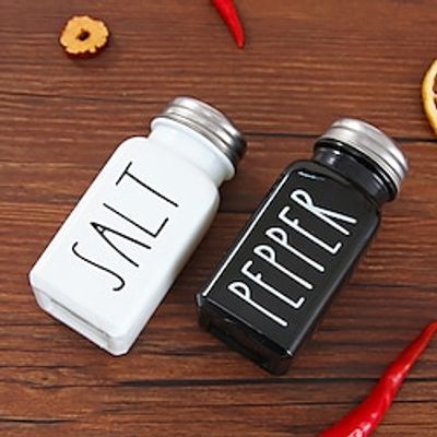 2Pcs Salt and Pepper Shaker Set Storage Spice Shakers Spice Dispenser Refillable Black and White Kitchen Supplie Seasoning Pots Lightinthebox