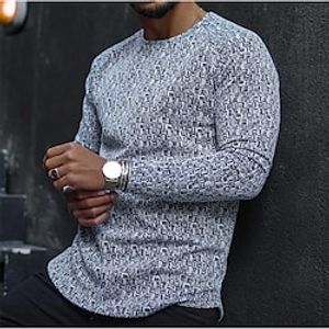 Men's T shirt Tee Long Sleeve Shirt Graphic Geometric Crew Neck Casual Holiday Long Sleeve Clothing Apparel Fashion Lightweight Muscle Big and Tall miniinthebox