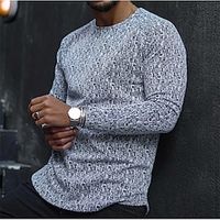 Men's T shirt Tee Long Sleeve Shirt Graphic Geometric Crew Neck Casual Holiday Long Sleeve Clothing Apparel Fashion Lightweight Muscle Big and Tall miniinthebox - thumbnail