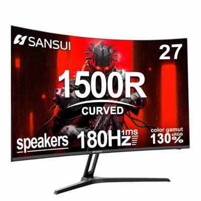 Sansui 27 Inch Curved, FHD, 1080P, 180Hz, 1ms with Speakers, Gaming Monitor Black ES-G27C1
