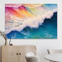 Landscape Wall Art Canvas Rainbow Waves at The Seaside Prints and Posters Pictures Decorative Fabric Painting For Living Room Pictures No Frame miniinthebox