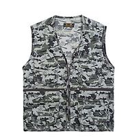 Men's Hunting Gilet Outdoor Breathable Wearable Comfortable Multi-Pockets Spring Summer Camo Cotton Polyester Army Green Camouflage Green Lightinthebox - thumbnail