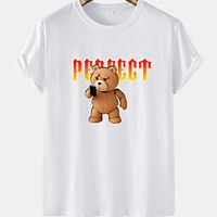 Men's Unisex Tee T shirt Hot Stamping Graphic Prints Bear Letter Plus Size Short Sleeve Casual Tops 100% Cotton Basic Designer Big and Tall White Black Khaki miniinthebox - thumbnail