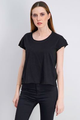 Womens Plain Short Sleeve Tops Black Womens Plain Short Sleeve Tops Black