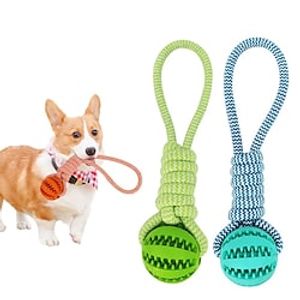 2pcs Pet Soft Dog Toys Toy Funny Interactive Elasticity Ball Dog Chew Toy For Dog Tooth Clean Food Cotton Rope Knot Leak Food Ball miniinthebox