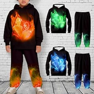 Boys 3D Graphic Hoodie  Pants Set Long Sleeve 3D Printing Fall Winter Active Fashion Cool Polyester Kids 3-12 Years Outdoor Street Vacation Regular Fit Lightinthebox