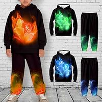 Boys 3D Graphic Hoodie  Pants Set Long Sleeve 3D Printing Fall Winter Active Fashion Cool Polyester Kids 3-12 Years Outdoor Street Vacation Regular Fit Lightinthebox - thumbnail