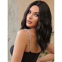 1PC Dark Brown Medium Part Short Curly Wigs Black Brown Short Bob Wigs for Women Daily Party Wigs Synthetic Heat Resistant Wigs miniinthebox - thumbnail