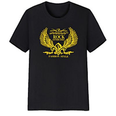 Men's Unisex Tee T shirt Hot Stamping Graphic Prints Wings Letter Plus Size Print Short Sleeve Casual Tops Cotton Basic Fashion Designer Big and Tall White Black Lightinthebox
