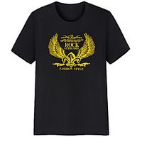 Men's Unisex Tee T shirt Hot Stamping Graphic Prints Wings Letter Plus Size Print Short Sleeve Casual Tops Cotton Basic Fashion Designer Big and Tall White Black Lightinthebox - thumbnail