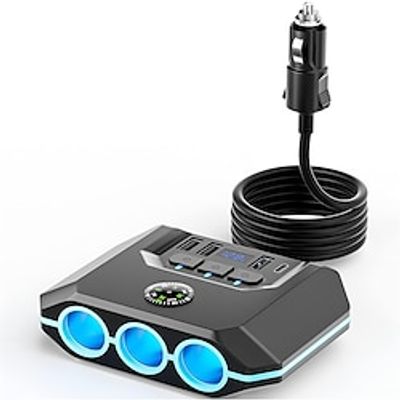 120W Car Cigarette Lighter Adapter USB Fast Charging Splitter Multination Socket Ports LED Voltmeter Auto Accessories Lightinthebox