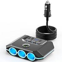120W Car Cigarette Lighter Adapter USB Fast Charging Splitter Multination Socket Ports LED Voltmeter Auto Accessories Lightinthebox - thumbnail
