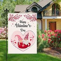 Valentine's Day Garden Flag 12x18Inch Outdoor Decorations Welcome Garden Patio Flag Hearts Gnomes Yard Flag Double Sided Holiday Outdoor Flags 1pc Lightinthebox - thumbnail