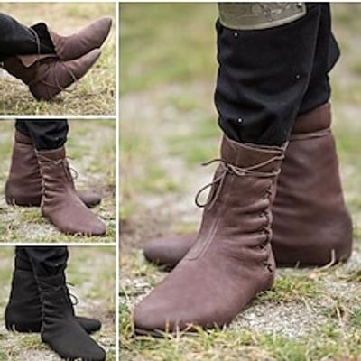 Men's Women Boots Cowboy Boots Walking Classic Casual Outdoor Daily PU Waterproof Comfortable Mid-Calf Boots Loafer Black Brown Fall Winter miniinthebox