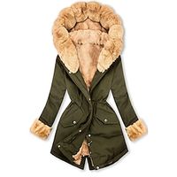 Women's Parka Contemporary Modern Street Style Zipper Button Pocket Fur Collar Outdoor Street Vacation Casual Daily Cotton Long Coat Winter Fall Army Green Zipper Hoodie Regular Fit S M L XL XXL 3XL Lightinthebox - thumbnail