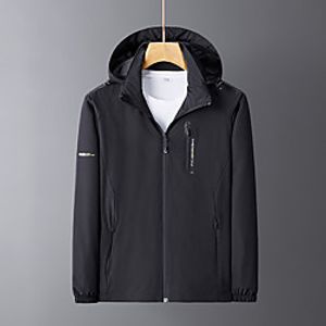Men's Jacket Sport Daily Fall Winter Regular Coat Stand Collar Regular Fit Rain Waterproof Sporty Sports Jacket Long Sleeve Solid Color Full Zip Blue Gray Green Lightinthebox