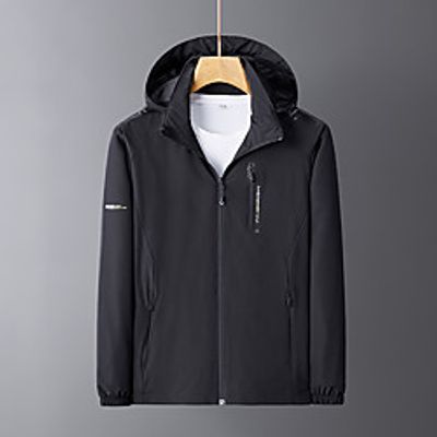 Men's Jacket Sport Daily Fall Winter Regular Coat Stand Collar Regular Fit Rain Waterproof Sporty Sports Jacket Long Sleeve Solid Color Full Zip Blue Gray Green Lightinthebox