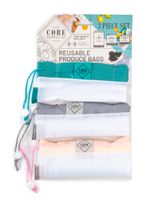 Core Color Border Reusable Mesh Produce Bags Small, Medium & Large Pack of 3 Blush & Teal - thumbnail