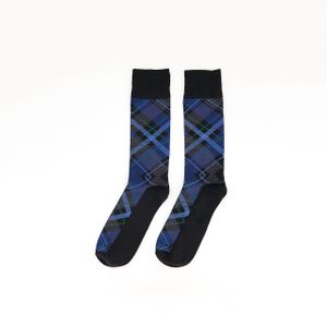 Mens Microfiber Plaid Socks  Black/Grey/Blue