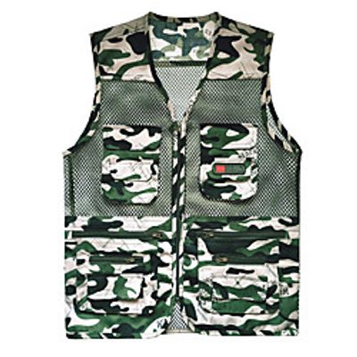 Men's Hunting Gilet Outdoor Breathable Wearable Comfortable Multi-Pockets Spring Summer Camo Polyester Camouflage Green Coffee Lightinthebox