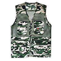 Men's Hunting Gilet Outdoor Breathable Wearable Comfortable Multi-Pockets Spring Summer Camo Polyester Camouflage Green Coffee Lightinthebox - thumbnail