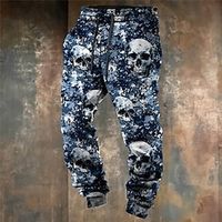 Cool Skulls Camo Punk 3D Print Men's Side Pockets Elastic Drawstring Design Sweatpants Joggers Pants Trousers Outdoor Sports Outdoor Street Polyester Blue Brown Green S Lightinthebox