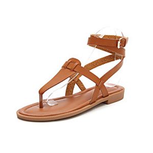 Women's Sandals Boho Bohemia Beach Flat Heel PU Buckle Light Brown Black miniinthebox
