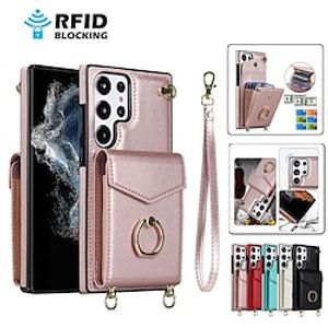Phone Case For Samsung Galaxy Back Cover S23 S22 S21 S20 Plus Ultra A73 A53 A33 A72 A52 A42 Note 20 Ultra 10 Plus A70 A50 A30 A71 A12 A32 A13 A51 Portable Ring Holder Anti-theft Solid Colored TPU PU miniinthebox