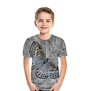 Kids Boys' T shirt Tee Short Sleeve Butterfly 3D Print Animal Gray Children Tops Summer Active Daily Wear Regular Fit 3-12 Years Lightinthebox