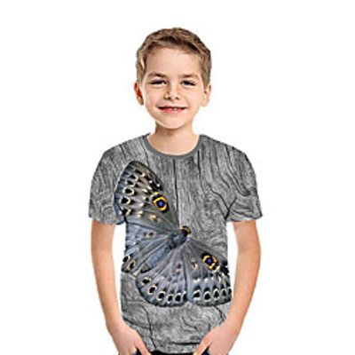 Kids Boys' T shirt Tee Short Sleeve Butterfly 3D Print Animal Gray Children Tops Summer Active Daily Wear Regular Fit 3-12 Years Lightinthebox Kids Boys' T shirt Tee Short Sleeve Butterfly 3D Print Animal Gray Children Tops Summer Active Daily Wear Regular Fit 3-12 Years Lightinthebox