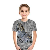 Kids Boys' T shirt Tee Short Sleeve Butterfly 3D Print Animal Gray Children Tops Summer Active Daily Wear Regular Fit 3-12 Years Lightinthebox - thumbnail