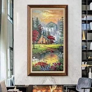 Handmade Oil Painting Canvas Wall Art Decoration European Style Classical Garden Landscape for Home Decor Rolled Frameless Unstretched Painting Lightinthebox