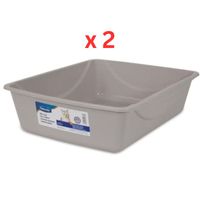 Petmate Basic Litter Pan Small, Mouse Gray (Pack of 2)